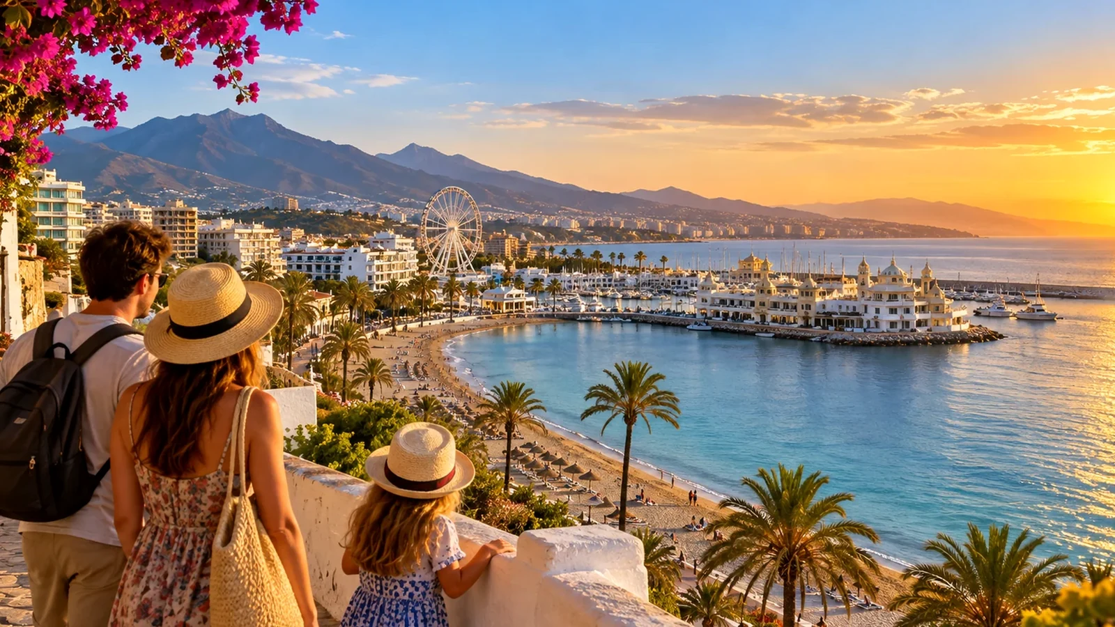 Benalmádena hillside and coast representing the contrast between Pueblo, Arroyo and the seafront.