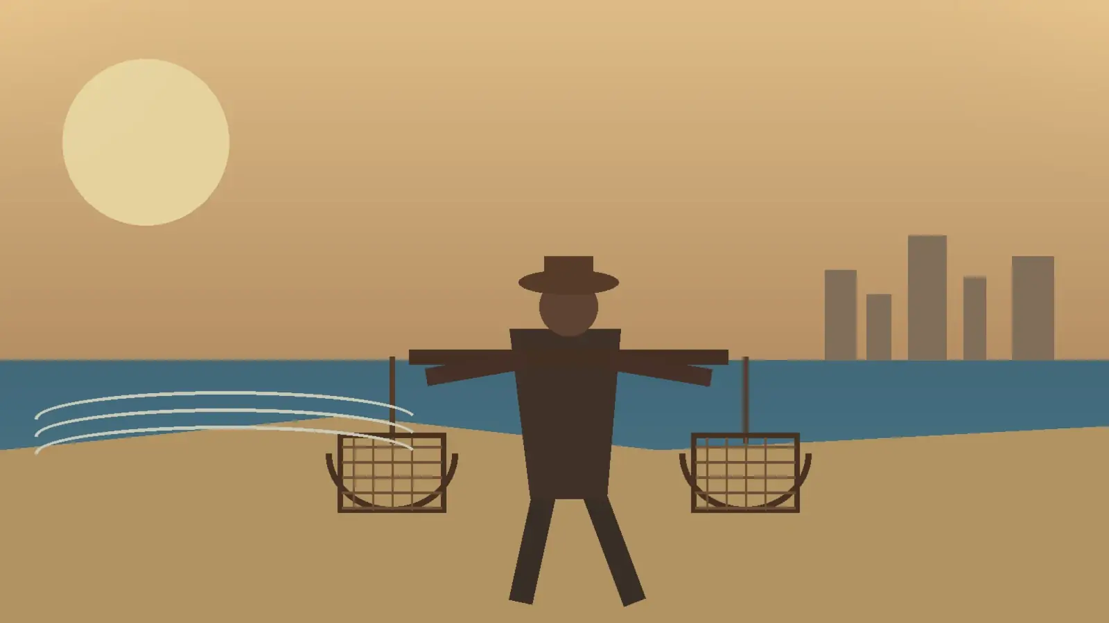 Editorial Costa Guest image illustrating Málaga's traditional Cenachero fishing symbol.