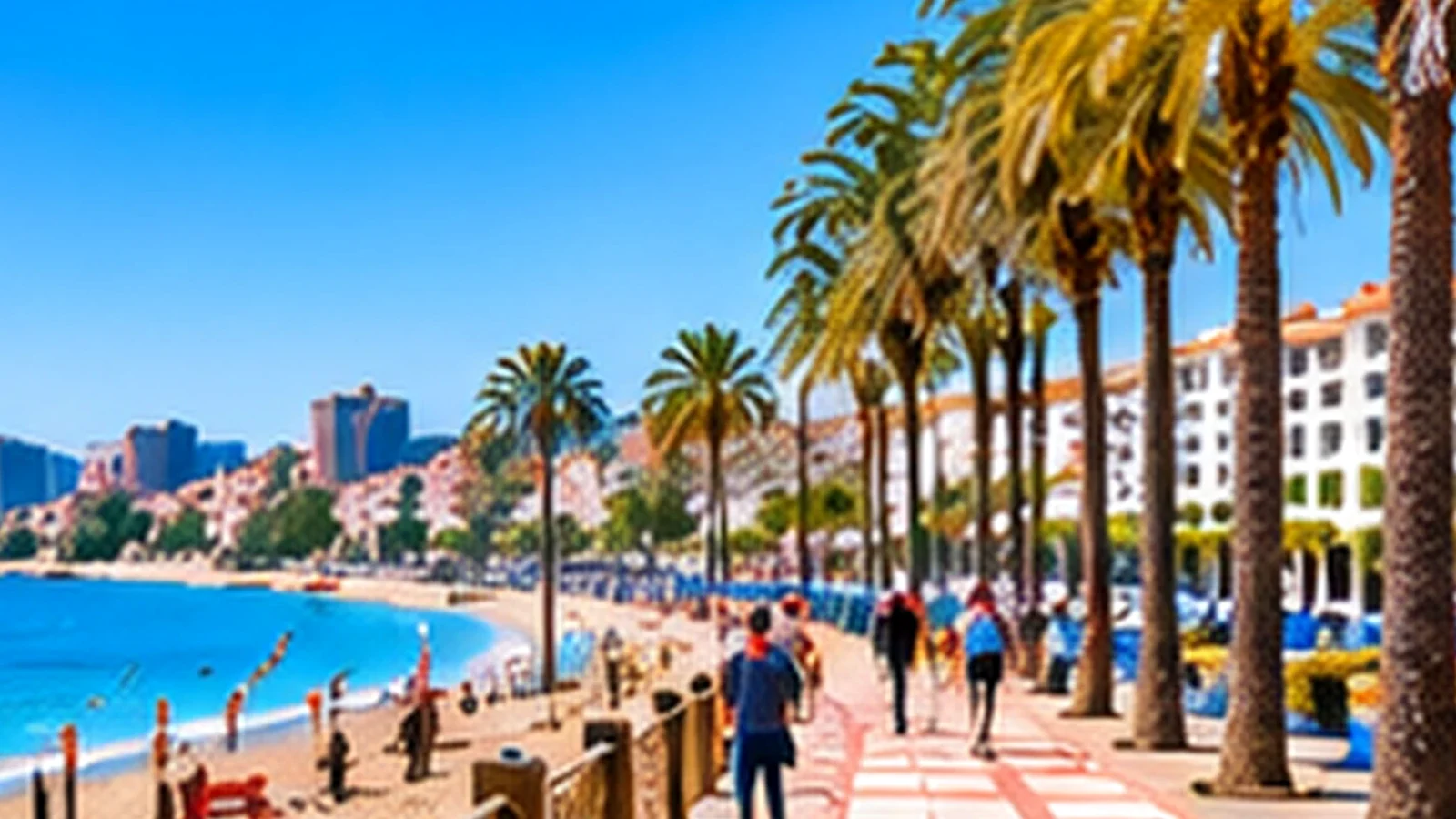 Palm-lined seafront and beach atmosphere for an unhurried day in La Carihuela.