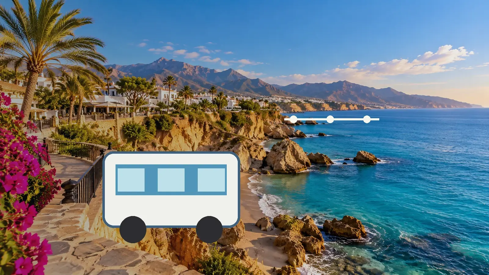Costa Guest editorial travel image illustrating the guide topic: De Málaga a Rincón de la Victoria por el día: bus, costa y vuelta.