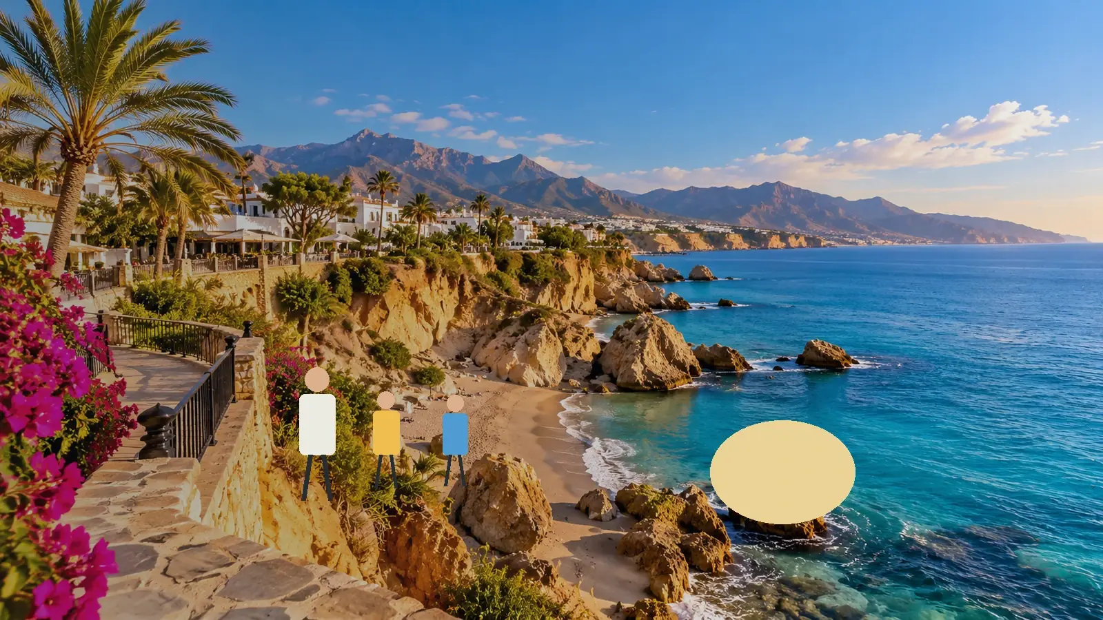 Costa Guest editorial travel image illustrating the guide topic: Torrox con niños: elegir la costa y mantener el día sencillo.