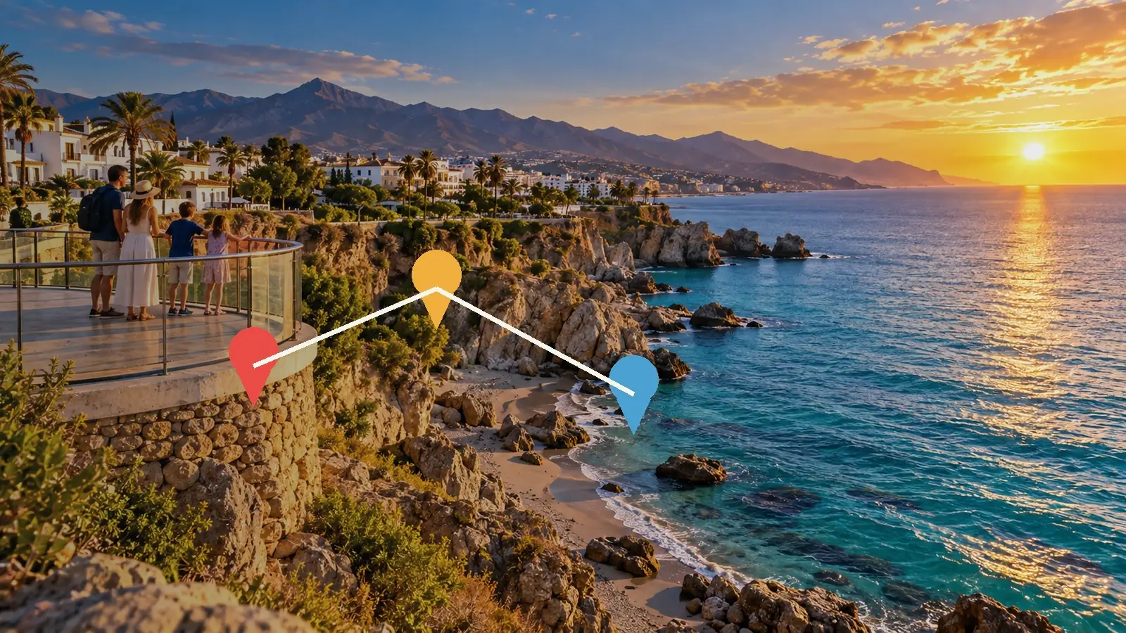 Costa Guest editorial travel image illustrating the guide topic: Nerja en un día: un plan realista de centro, cueva y playa.